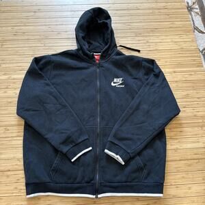 Nike Sportswear Fleece Hoodie Mens XXL Black 80’s Style Lrg Logos Streetwear